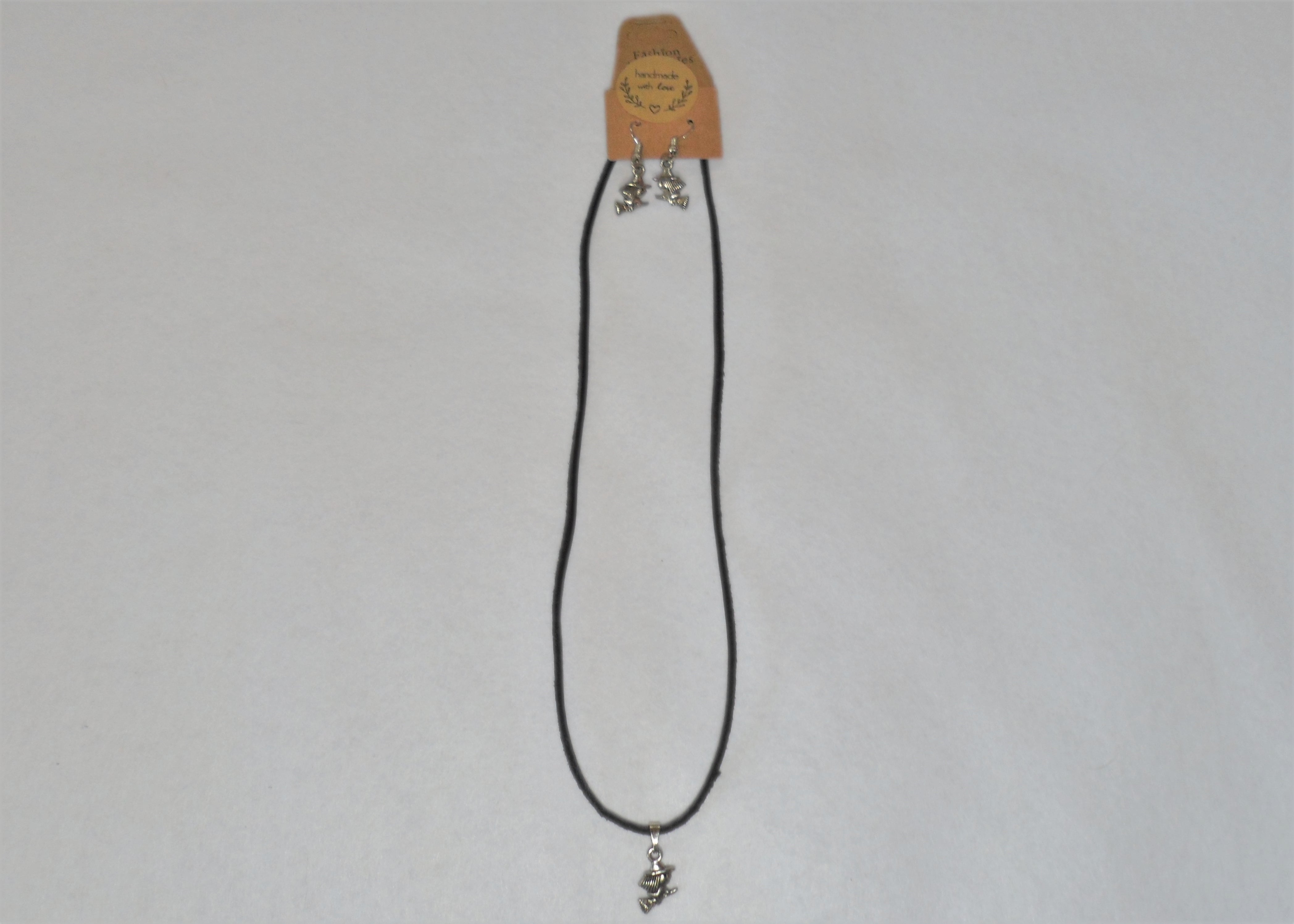 Flying Witch Leather Thong Necklace and Earring Set - Tully Crafts