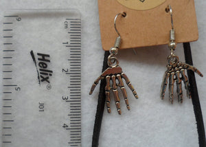 Skeletal Hands Leather Thong Necklace and Earring Set - Tully Crafts