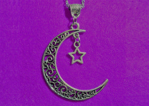 Moon and Dangling Star Necklace - Tully Crafts