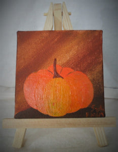 Pumpkin Mini Easel Art by S.A.Flaim - Tully Crafts