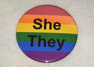 She/They & Sí/Siad Pronoun Badge - Tully Crafts