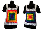 Load image into Gallery viewer, White and 6-Colour Rainbow Crochet Vest Top - Tully Crafts
