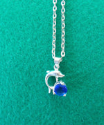 Load image into Gallery viewer, Blue Gem Dolphin Necklace - Tully Crafts
