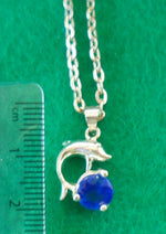 Load image into Gallery viewer, Blue Gem Dolphin Necklace - Tully Crafts
