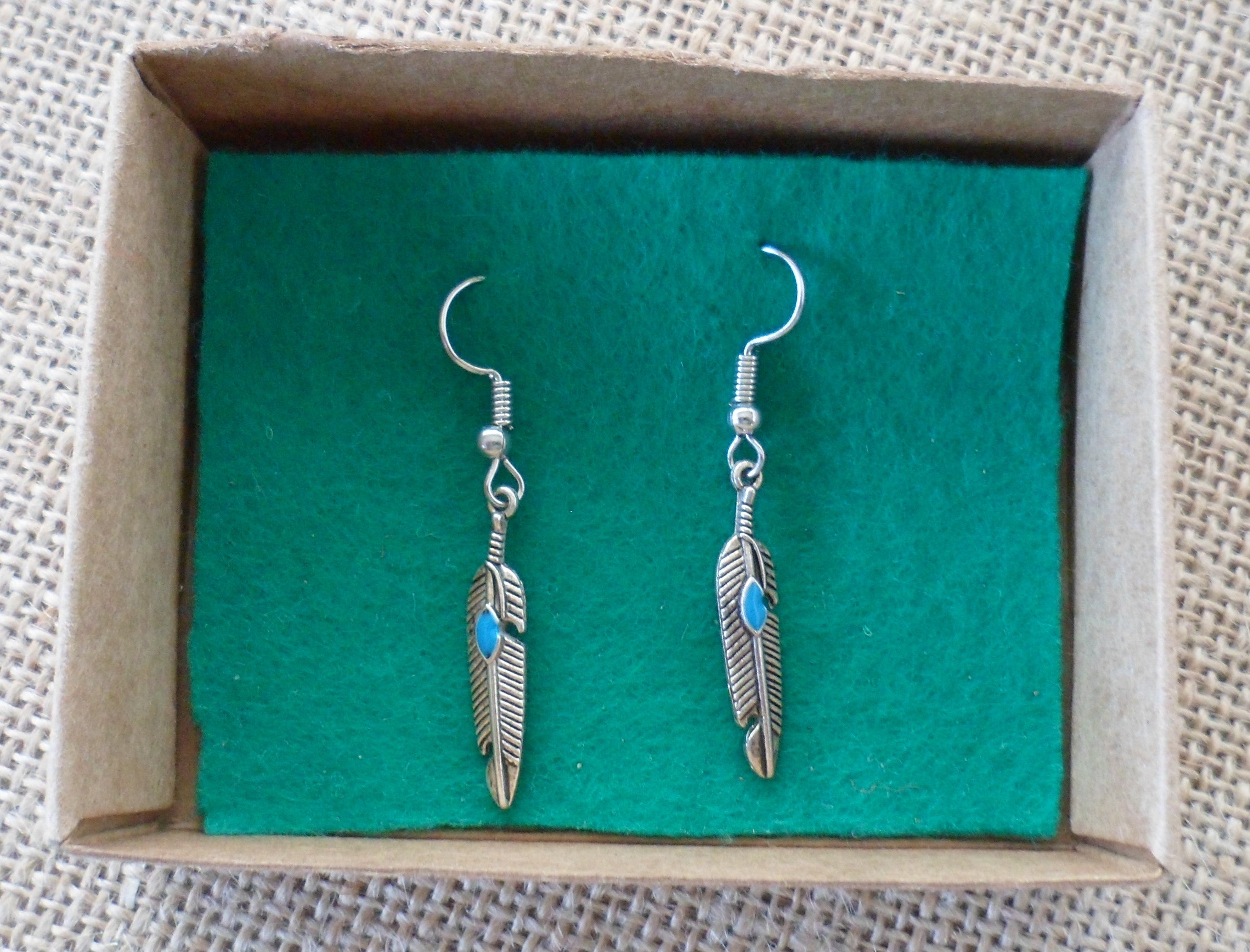 Blue Detail Feather Earrings - Tully Crafts