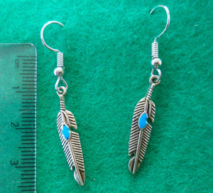 Blue Detail Feather Earrings - Tully Crafts