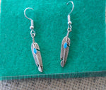 Load image into Gallery viewer, Blue Detail Feather Earrings - Tully Crafts
