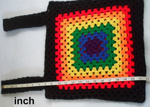 Black and 6-Colour Rainbow Crochet Vest Top - Tully Crafts