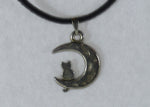 Load image into Gallery viewer, Cat on a Moon Leather Thong Necklace - Tully Crafts
