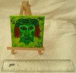 Load image into Gallery viewer, Green Man Mini Easel Art by S.A.Flaim - Tully Crafts
