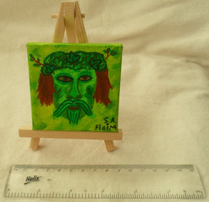 Green Man Mini Easel Art by S.A.Flaim - Tully Crafts