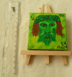 Load image into Gallery viewer, Green Man Mini Easel Art by S.A.Flaim - Tully Crafts
