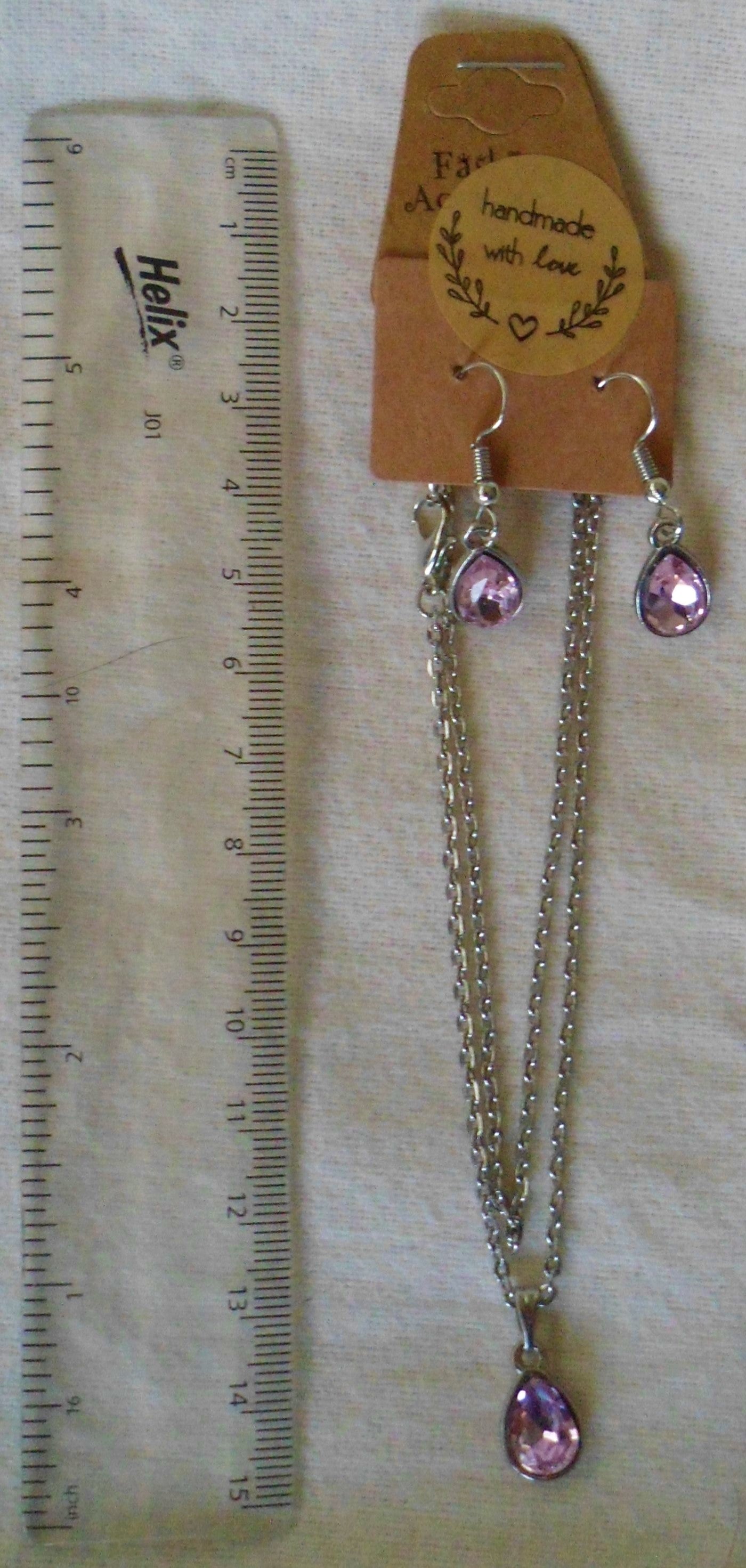 Pink Gem Necklace and Earring Set - Tully Crafts