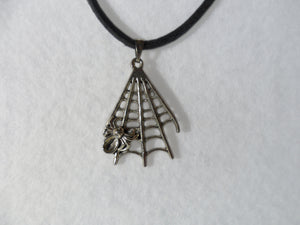 Spider on it's Web Leather Thong Necklace - Tully Crafts