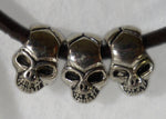 Load image into Gallery viewer, Triple Leather Thong Skull Necklace - Tully Crafts
