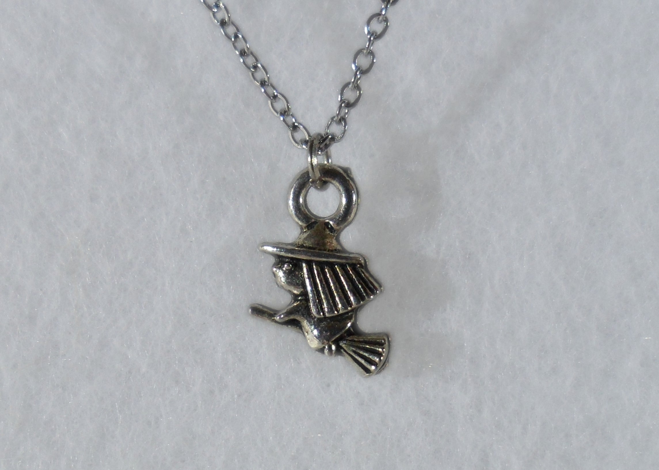 Tiny Witch on Broom Necklace - Tully Crafts